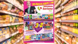 Julio Regalado de Soriana lanza su cuarto folleto con ofertas de 4x3 y hasta 70% de descuento del 12 al 18 de junio Cortesía: Canva / Soriana